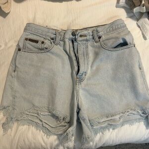 Calvin Klein Jeans Blue Jean Shorts with Distressed Hem